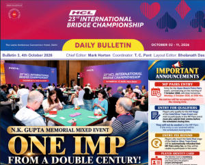 23rd HCL INTERNATIONAL BRIDGE CHAMPIONSHIP-Bulletin 3